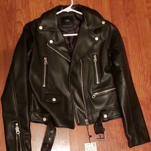 Faux leather moto jacket